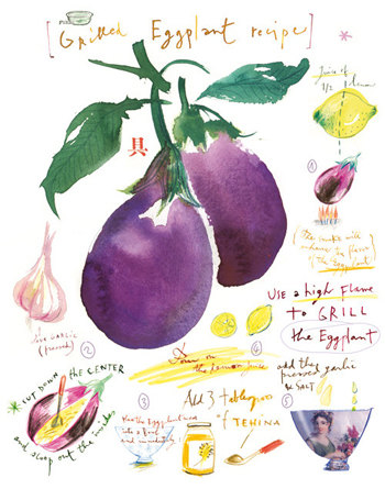 Grilled Eggplant Recipe Illustration